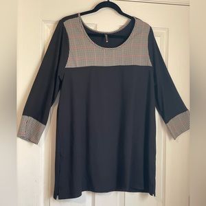 XL Piphany Long Sleeved Top with Plaid Details